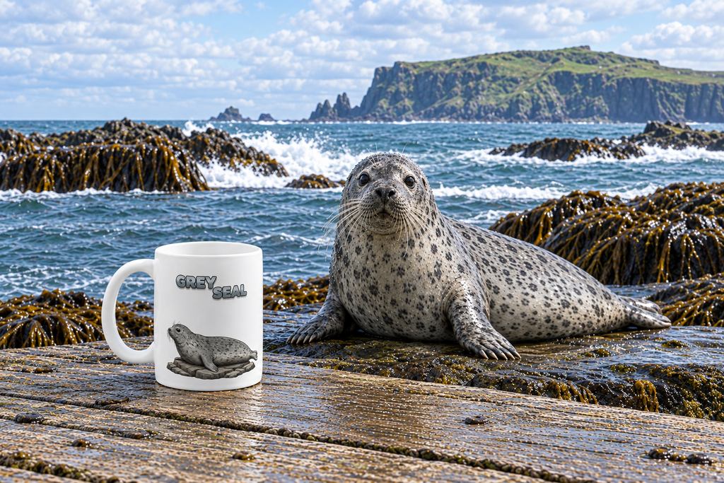 Grey Seal Coffee Mug – 11oz Ceramic Mug for Animals With Facts Series 3 Gifts