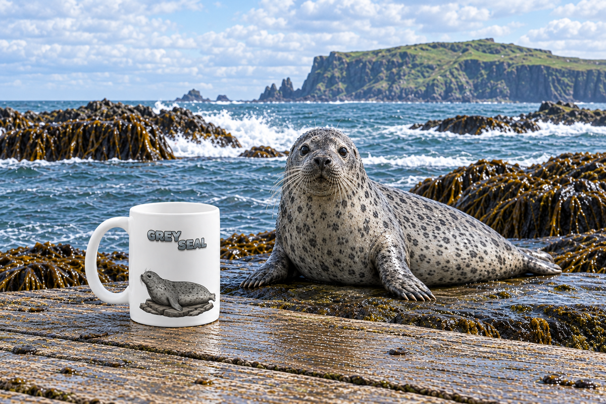 Grey Seal Coffee Mug – 11oz Ceramic Mug for Animals With Facts Series 3 Gifts