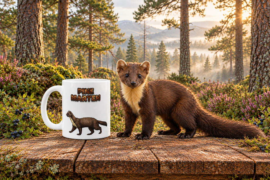Pine Marten Coffee Mug – 11oz Ceramic Mug for Animals With Facts Series 3 Gifts