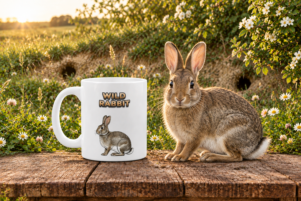Wild Rabbit Coffee Mug – 11oz Ceramic Mug for Animals With Facts Series 3 Gifts