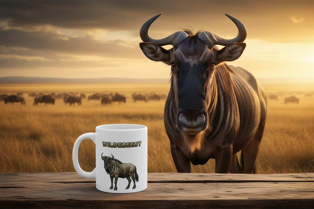 Wildebeest Coffee Mug – 11oz Ceramic Mug for Animals With Facts Series 1 Gifts